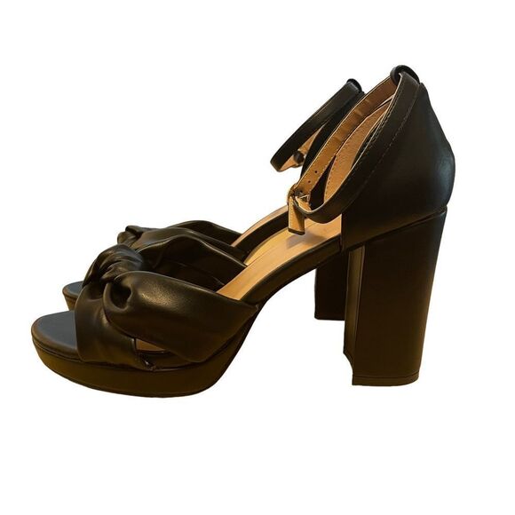 Loft Womens Black Knotted Strap Platform Block Heel Sandals Ankle Strap Sz 8.5 - Picture 2 of 5